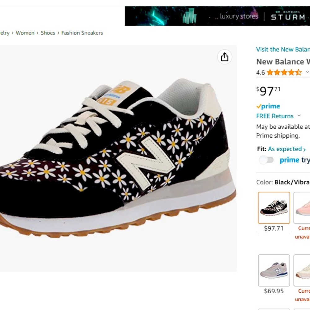 New balance 515 daisy print worn once